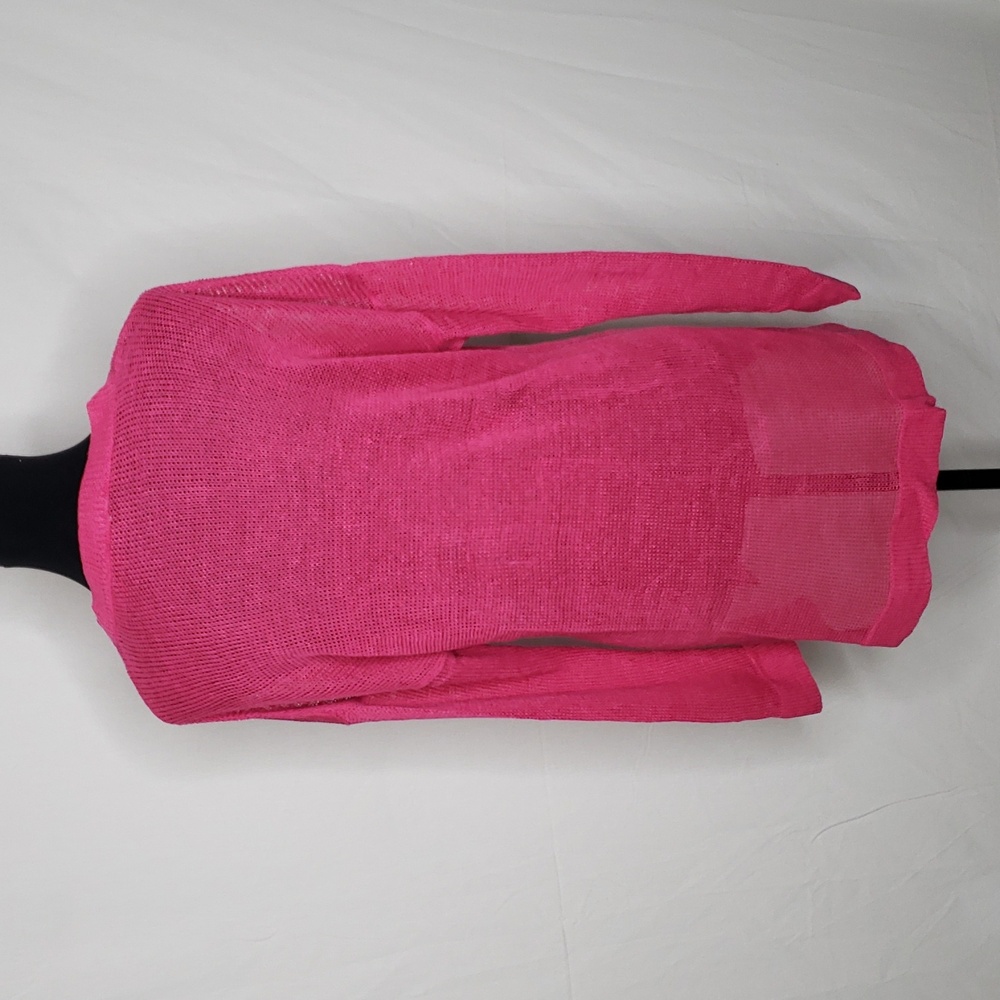 Eileen Fisher Open Knit Crew Neck Pullover Sweater Size L Hot Pink Feminine - Picture 6 of 12